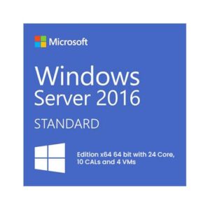 Microsoft Windows Server 2016 Standard Edition x64 64 bit with 24 Core, 10 CALs and 4 VMs