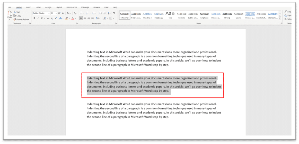 Select the paragraph in word file