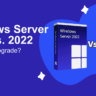 Comparison banner: Windows Server 2025 vs 2022 with two product boxes and the question 'Is it time to upgrade?'