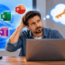 person at a laptop recovering a lost microsoft product key with account email and key finder recovery routes shown